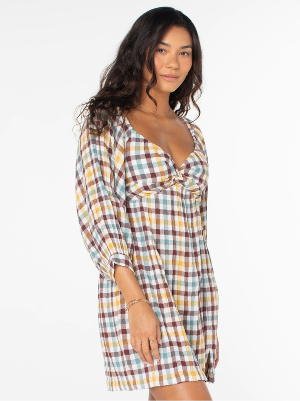 Roxy Moonlight Shores Plaid Mini Dress